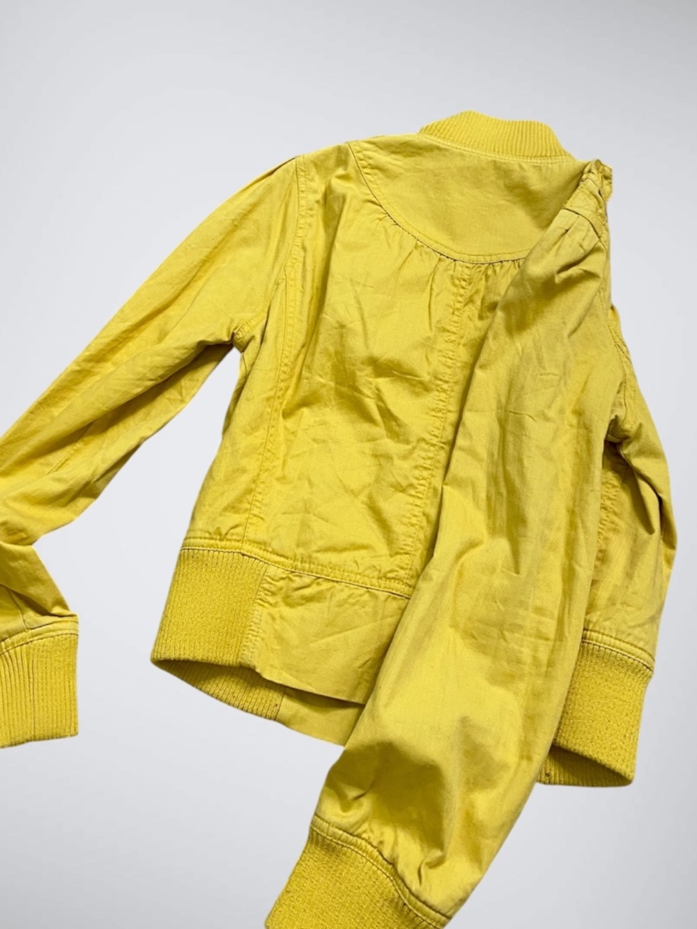Vtg 2000s Forever 21 Mustard Yellow Utility Zip Up Jacket | Gingham Lined - Picture 5 of 6